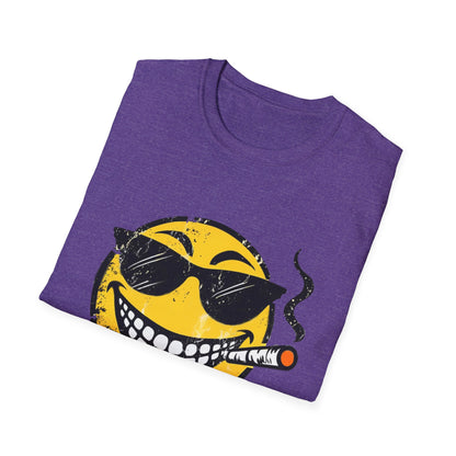 Smokin' Cool Emoji T-Shirt — Retro Grinning Face with Sunglasses & Cigar