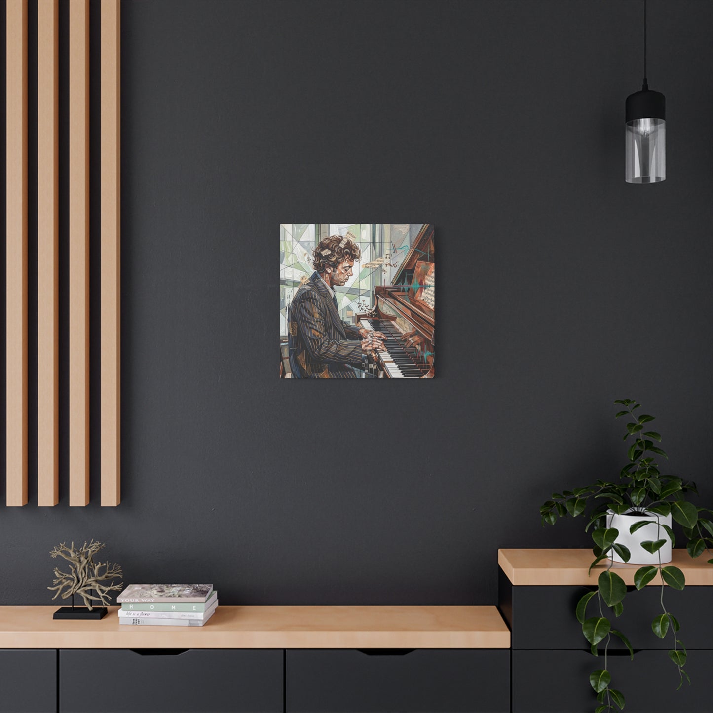 Piano Man Joel Canvas Wall Art — Abstract Character Portrait