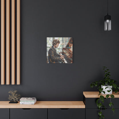 Piano Man Joel Canvas Wall Art — Abstract Character Portrait