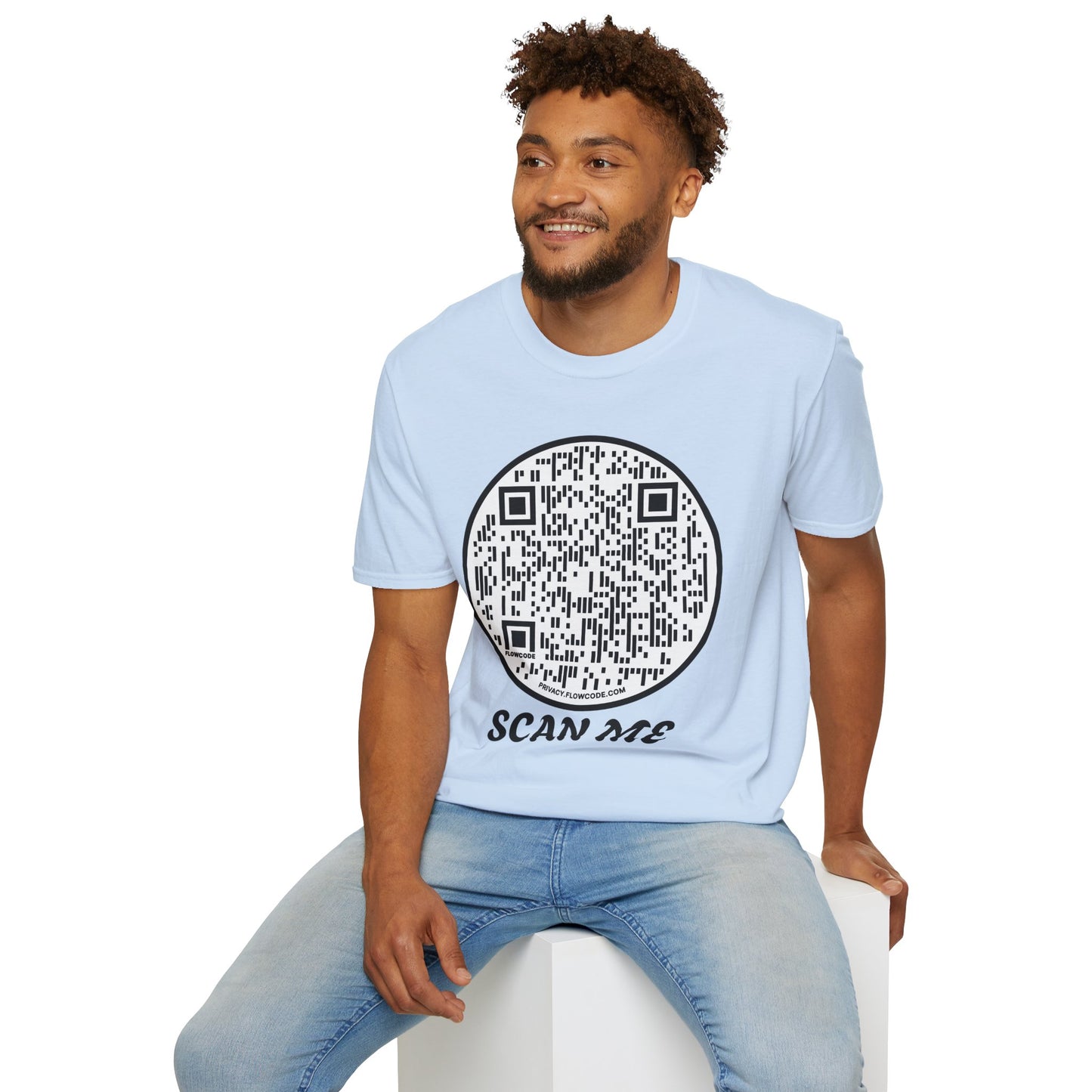 QR Code "Scan Me" T-Shirt — Interactive Novelty Shirt for Events & Gifts