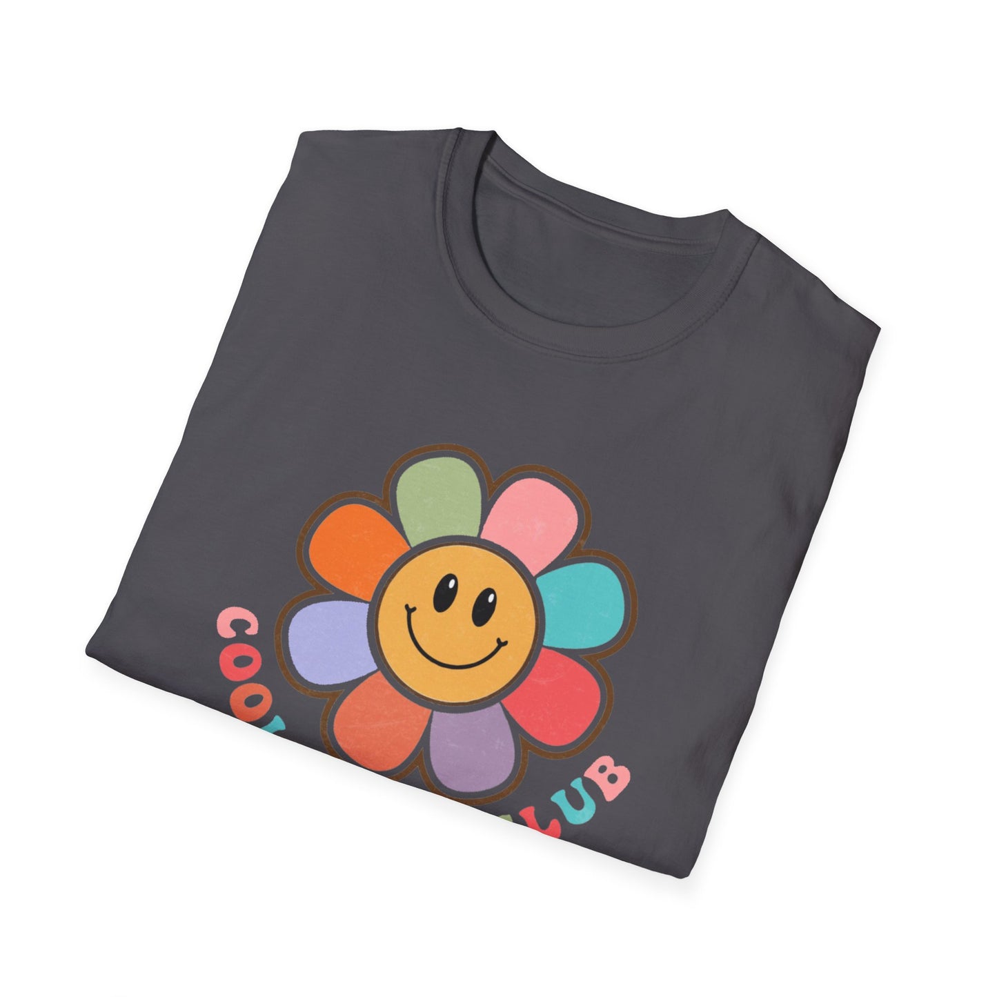 Cool Moms Club T-Shirt — Retro Floral Smiley Tee for Trendy Moms