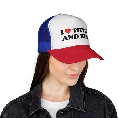 Trucker Hat - "I  Titties and Beer" Funny Novelty Cap