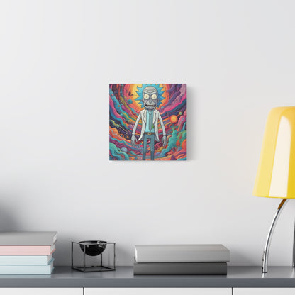 Psychedelic Rick Portal Canvas — Colorful Rick Illustration on Stretched Matte Canvas