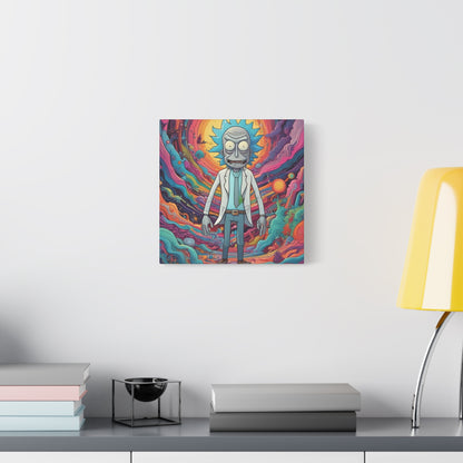 Psychedelic Rick Portal Canvas — Colorful Rick Illustration on Stretched Matte Canvas