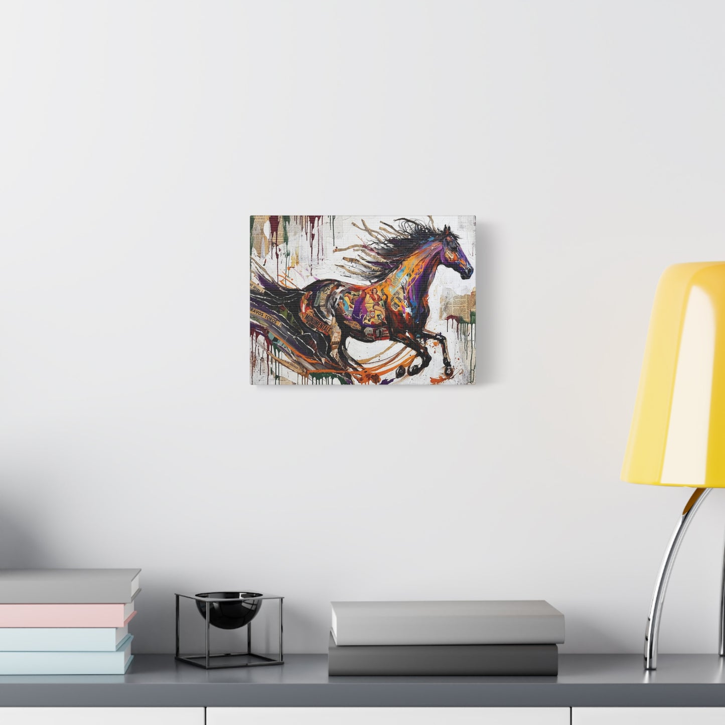 Colorful Galloping Horse Canvas Print — Vibrant Abstract Equestrian Wall Art