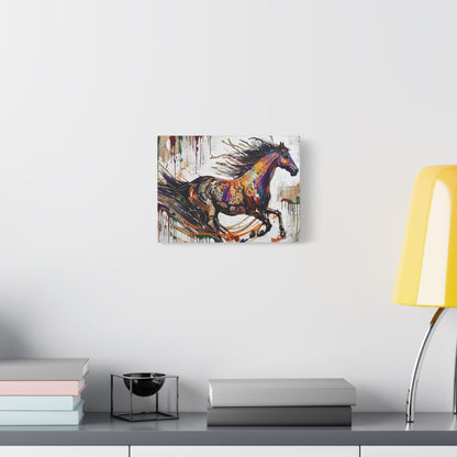 Colorful Galloping Horse Canvas Print — Vibrant Abstract Equestrian Wall Art
