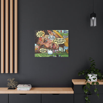Happy Golf Pop Canvas Art — Matte Stretched Canvas Print