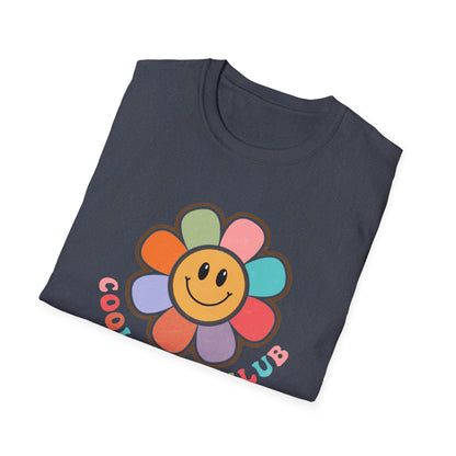 Cool Moms Club T-Shirt — Retro Floral Smiley Tee for Trendy Moms