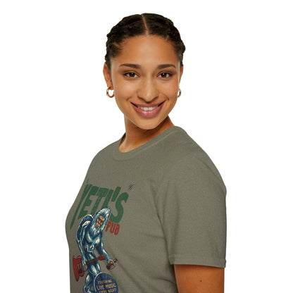 Yeti's Pub Graphic T-Shirt — Vintage Rock Band Snowman Design