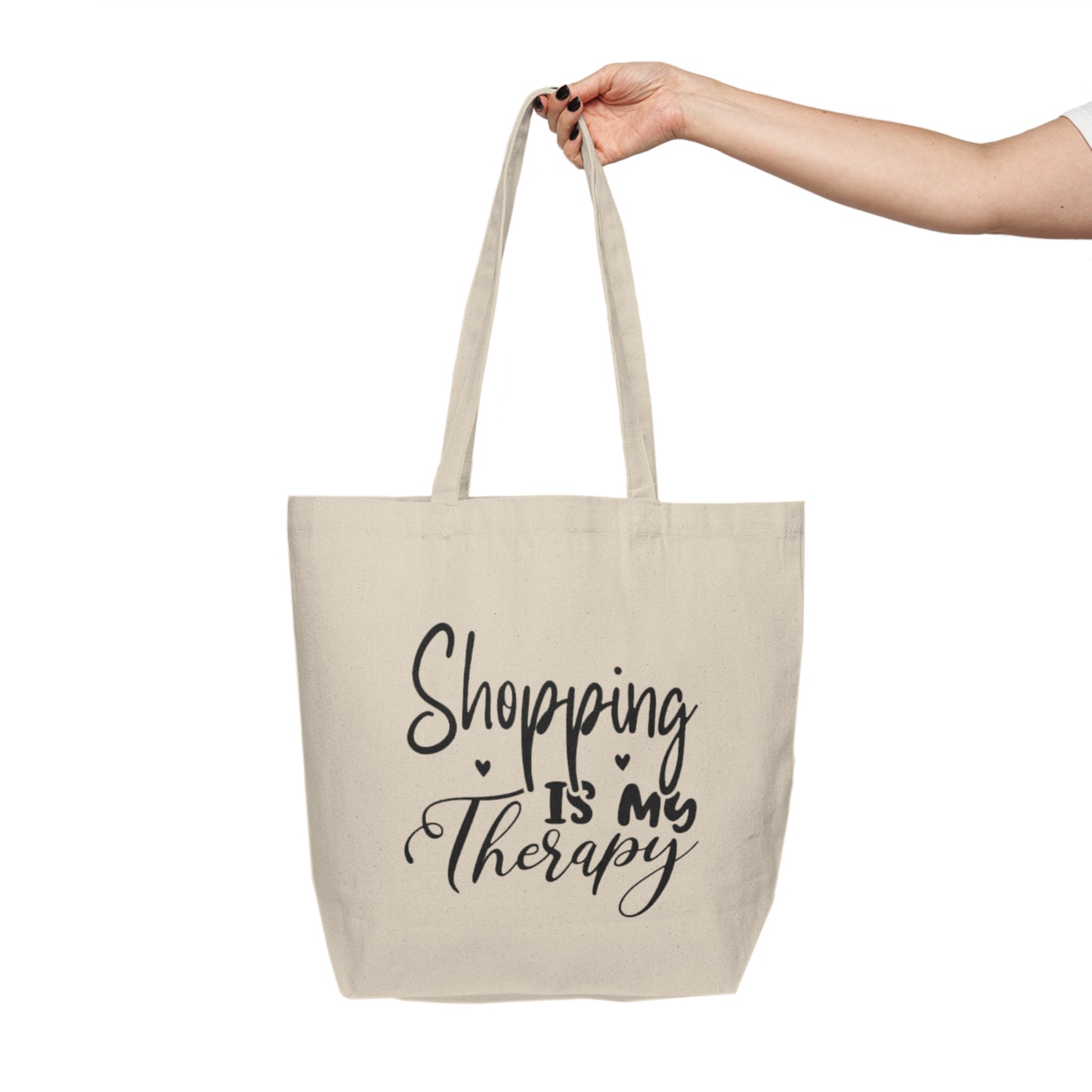 Shopping Tote — “Shopping Is My Therapy” Canvas Tote Bag