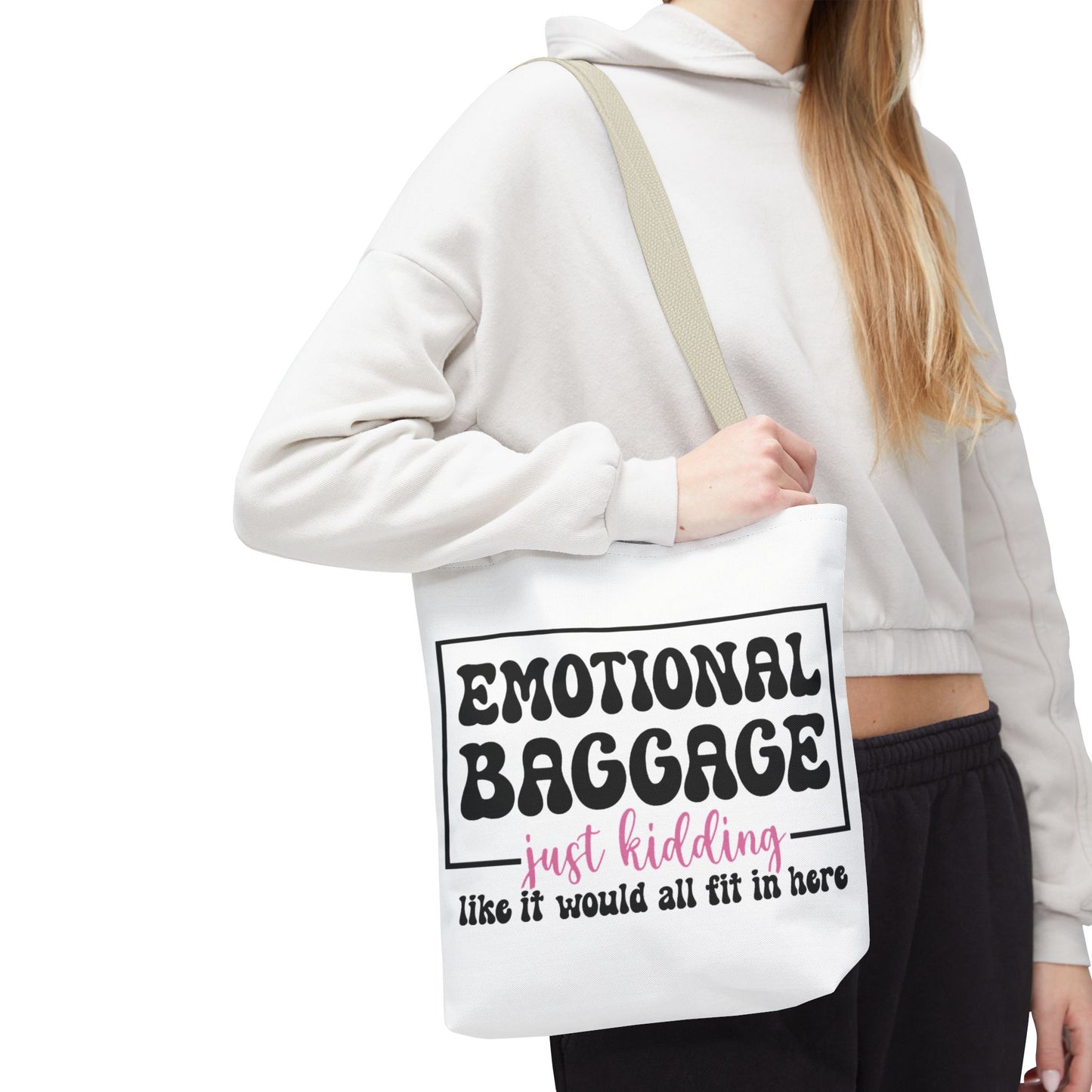 Emotional Baggage Tote Bag — Funny "Emotional Baggage (just kidding)" Reusable Shopper