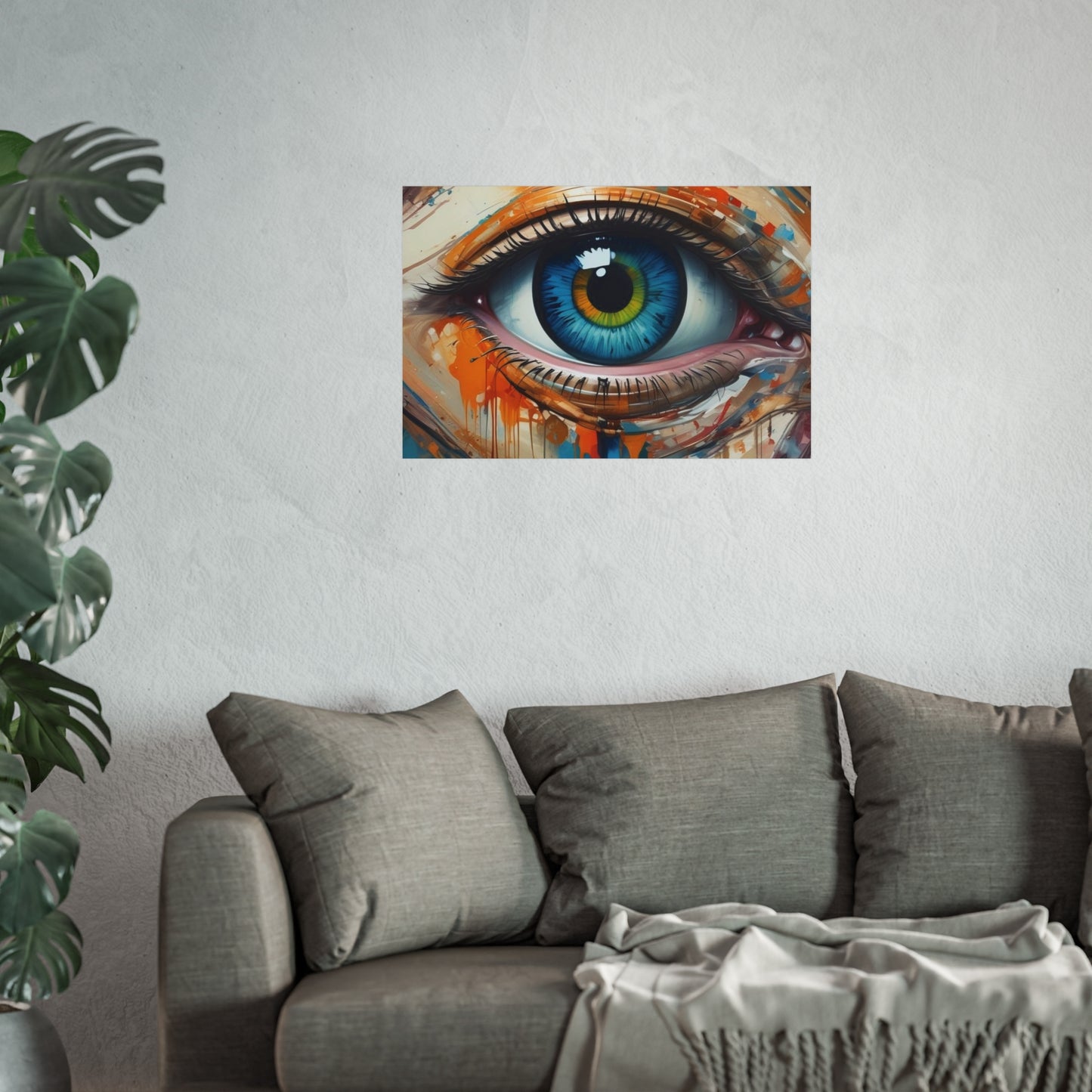 Vibrant Blue Eye Surreal Wall Art Print