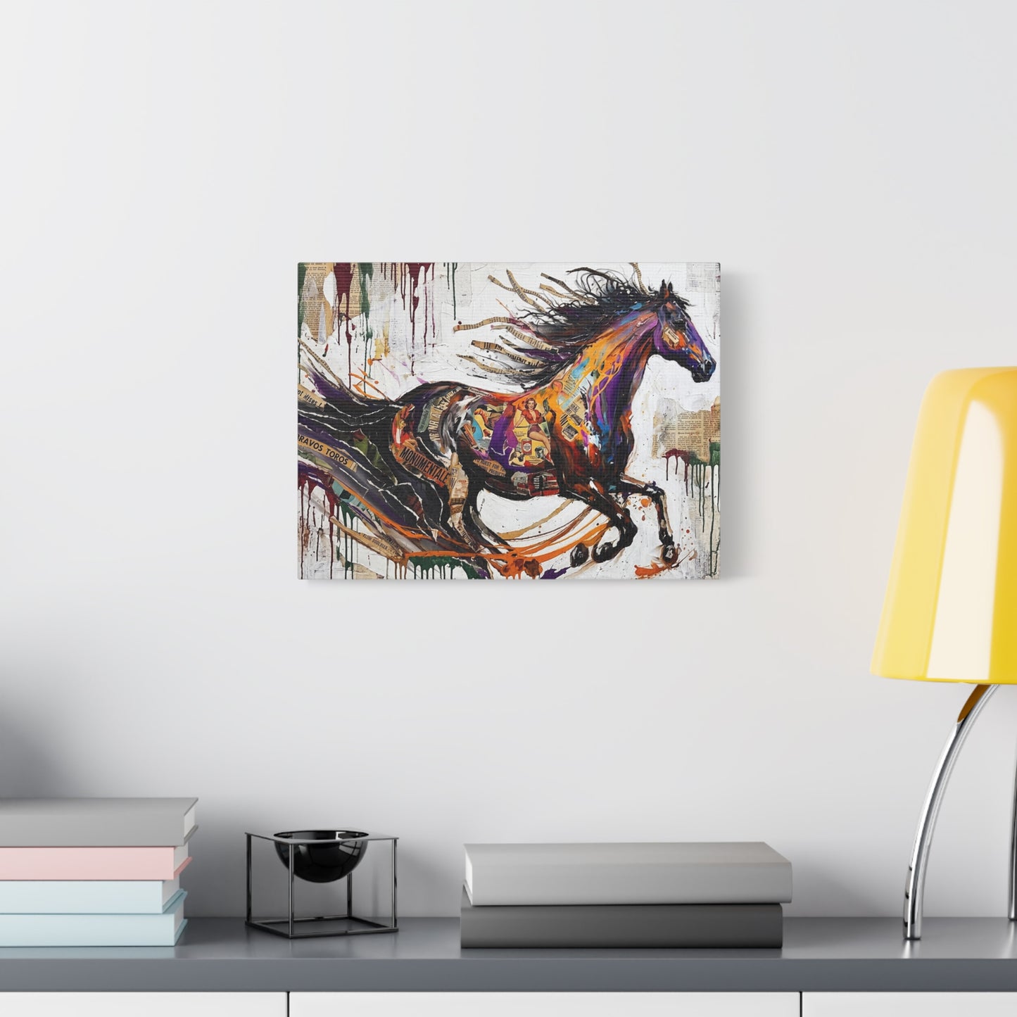 Colorful Galloping Horse Canvas Print — Vibrant Abstract Equestrian Wall Art