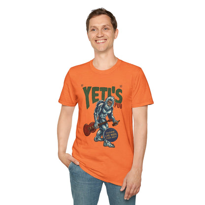 Yeti's Pub Graphic T-Shirt — Vintage Rock Band Snowman Design