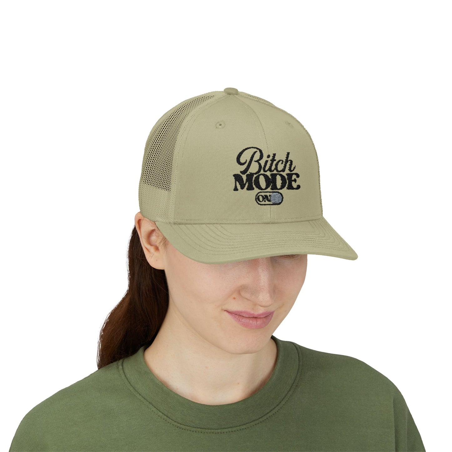 Trucker Cap — "Bitch Mode On" Embroidered Snapback