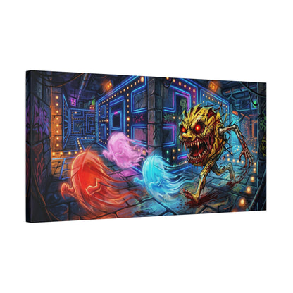 Evil Pacman Abstract Canvas Wall Art — Matte Stretched 1.25"