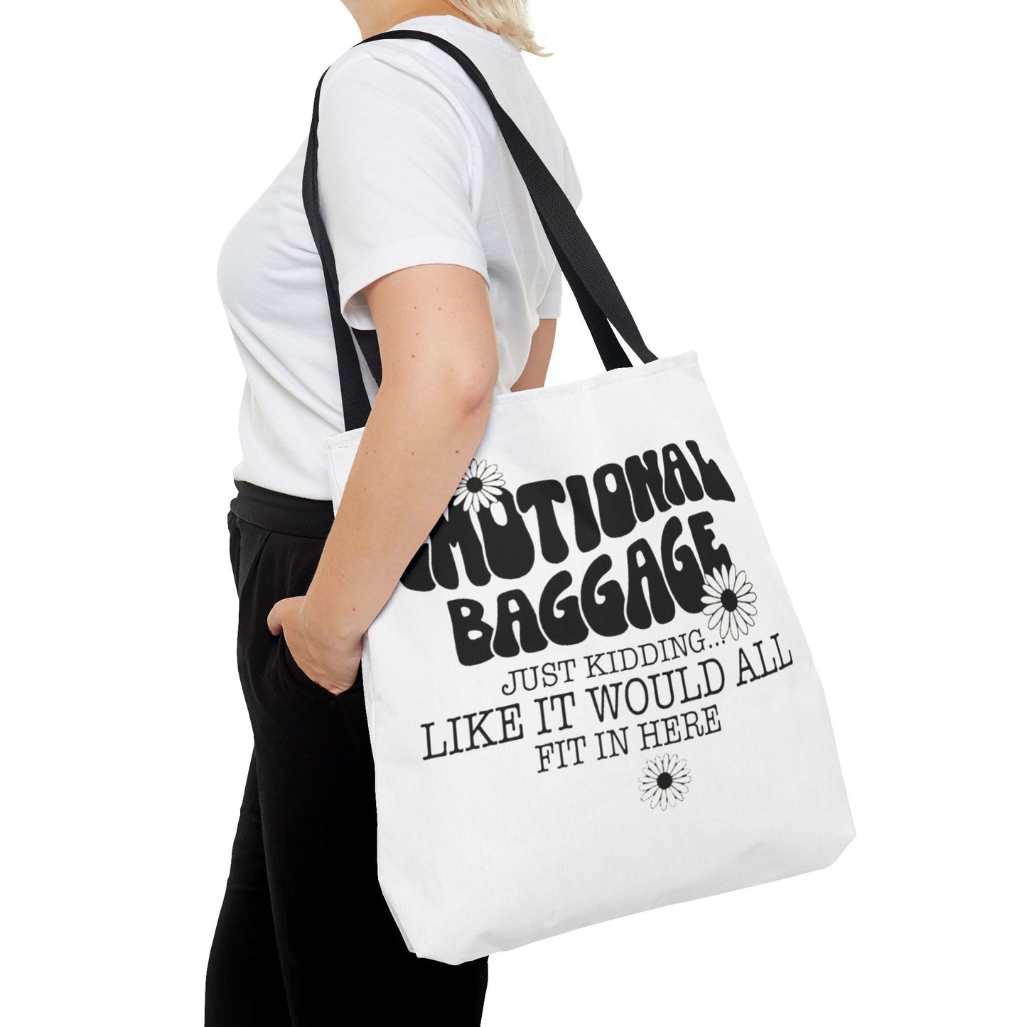 Tote Bag — "Emotional Baggage" Funny Quote Tote with Daisy Vibe