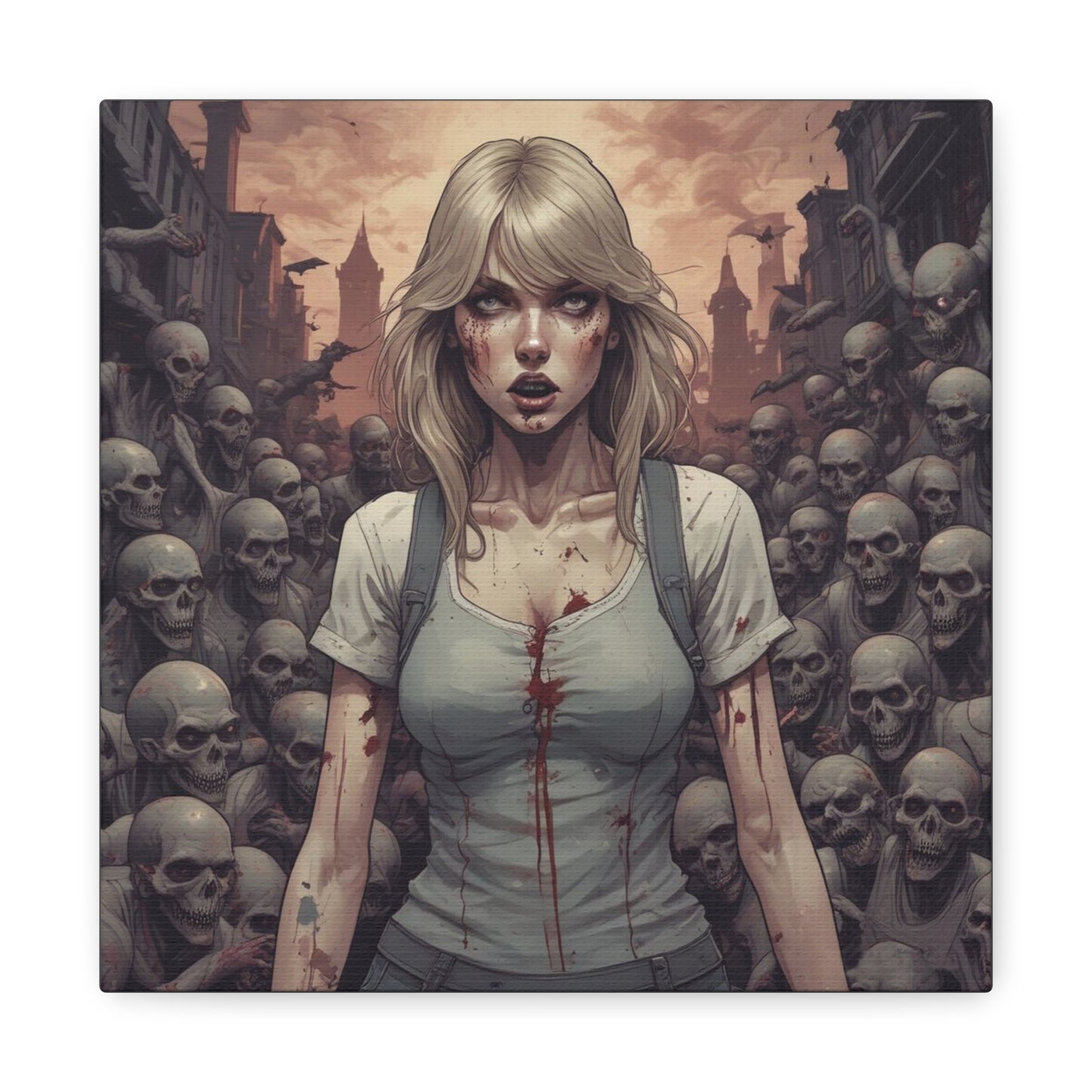Zombie Swift Matte Canvas Wall Art — Gory Gothic Horror Illustration