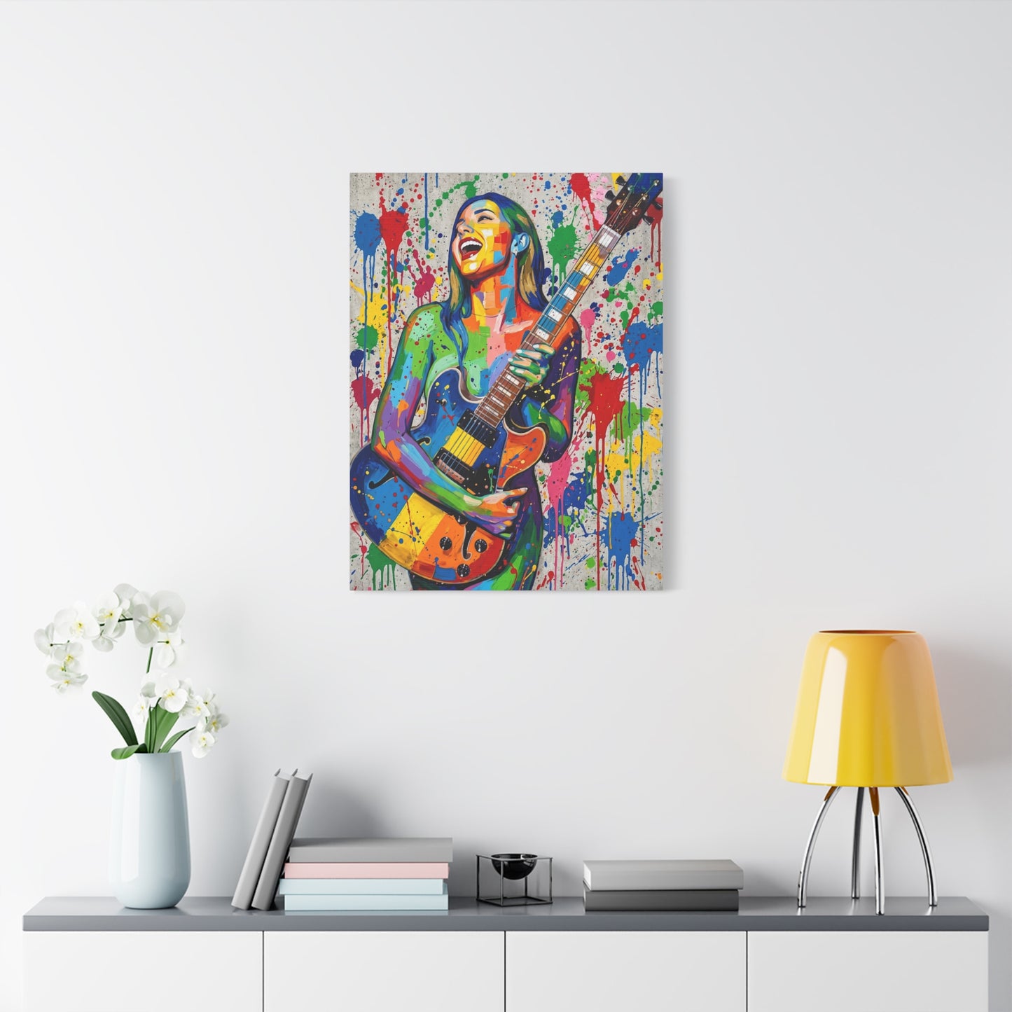 Colorful Guitarist Pop Art Canvas Print — Vibrant Music Wall Art