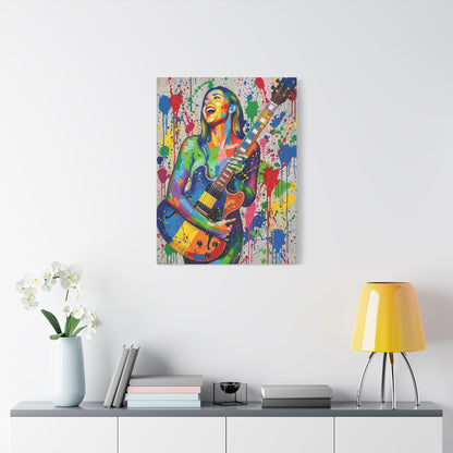 Colorful Guitarist Pop Art Canvas Print — Vibrant Music Wall Art