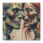 Zombie Couple Matte Canvas Wall Art — Blood-Splattered Horror Portrait