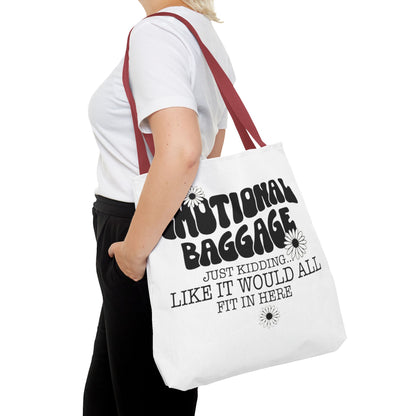 Tote Bag — "Emotional Baggage" Funny Quote Tote with Daisy Vibe
