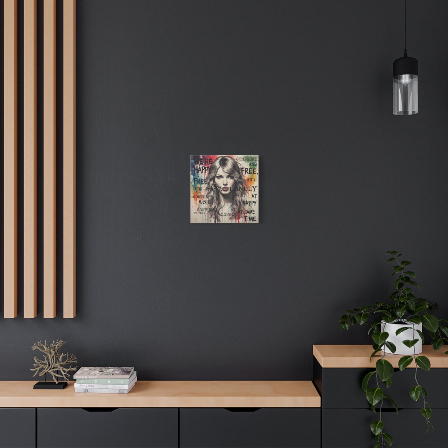 Taylor-Inspired Pop Portrait Matte Canvas Print — 'Happy, Lonely, Confused' Stretched Wall Art
