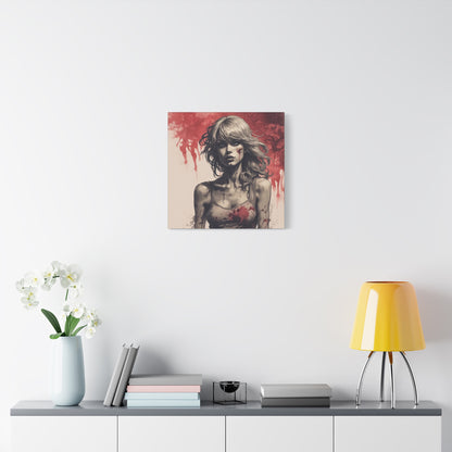 Bloody Swift Matte Canvas Print — Gothic Female Portrait Wall Art, Stretched 1.25"