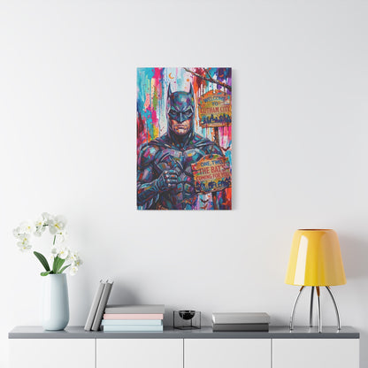 Colorful Gotham City Canvas Art - 'Welcome to Gotham City' Stretched Matte Print