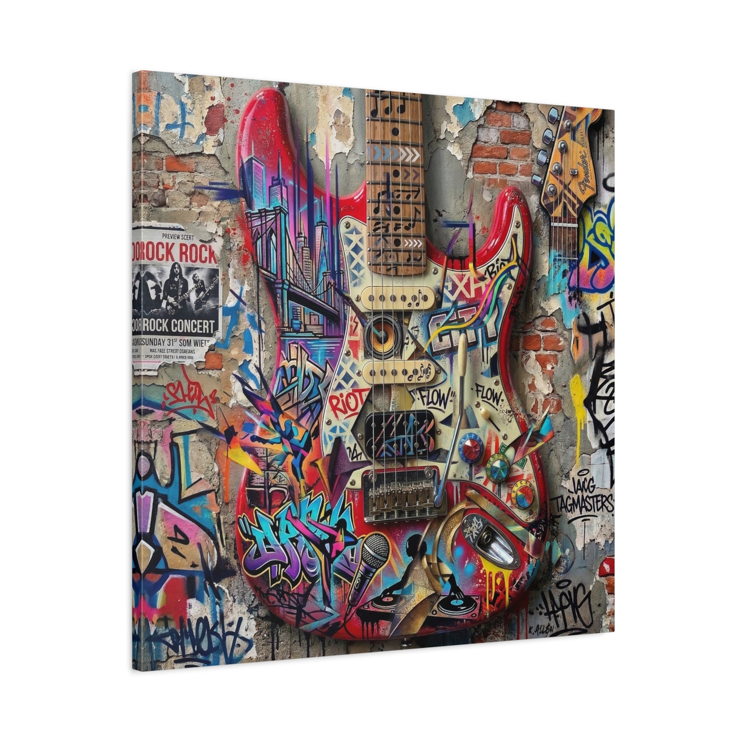 Urban Art Gutair Abstract Canvas Wall Art Print