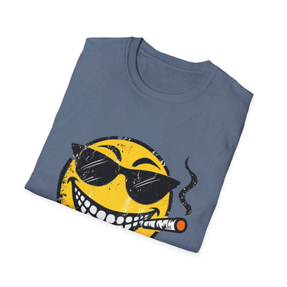 Smokin' Cool Emoji T-Shirt — Retro Grinning Face with Sunglasses & Cigar