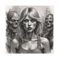 Zombie Apocalypse Canvas Print — Female Survivor Portrait Matte Stretched Art
