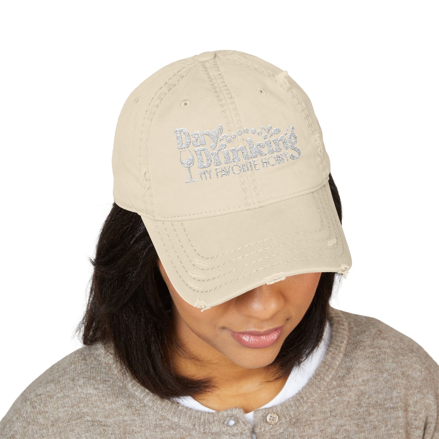 Day Drinking Squad Distressed Dad Hat — Embroidered Casual Baseball Cap
