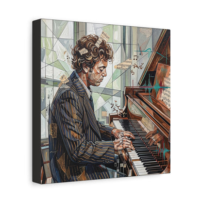 Piano Man Joel Canvas Wall Art — Abstract Character Portrait