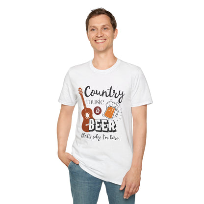 Country Music & Beer T-Shirt — "Country Music & Beer That's Why I'm Here" Graphic Tee