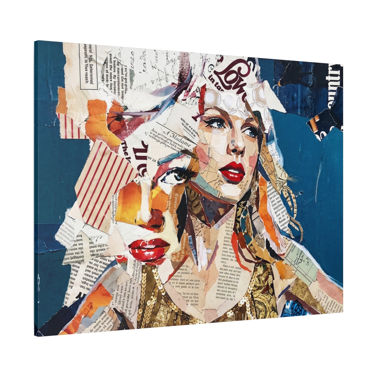 Pop Art Collage Woman Canvas Print — Modern Portrait Wall Art