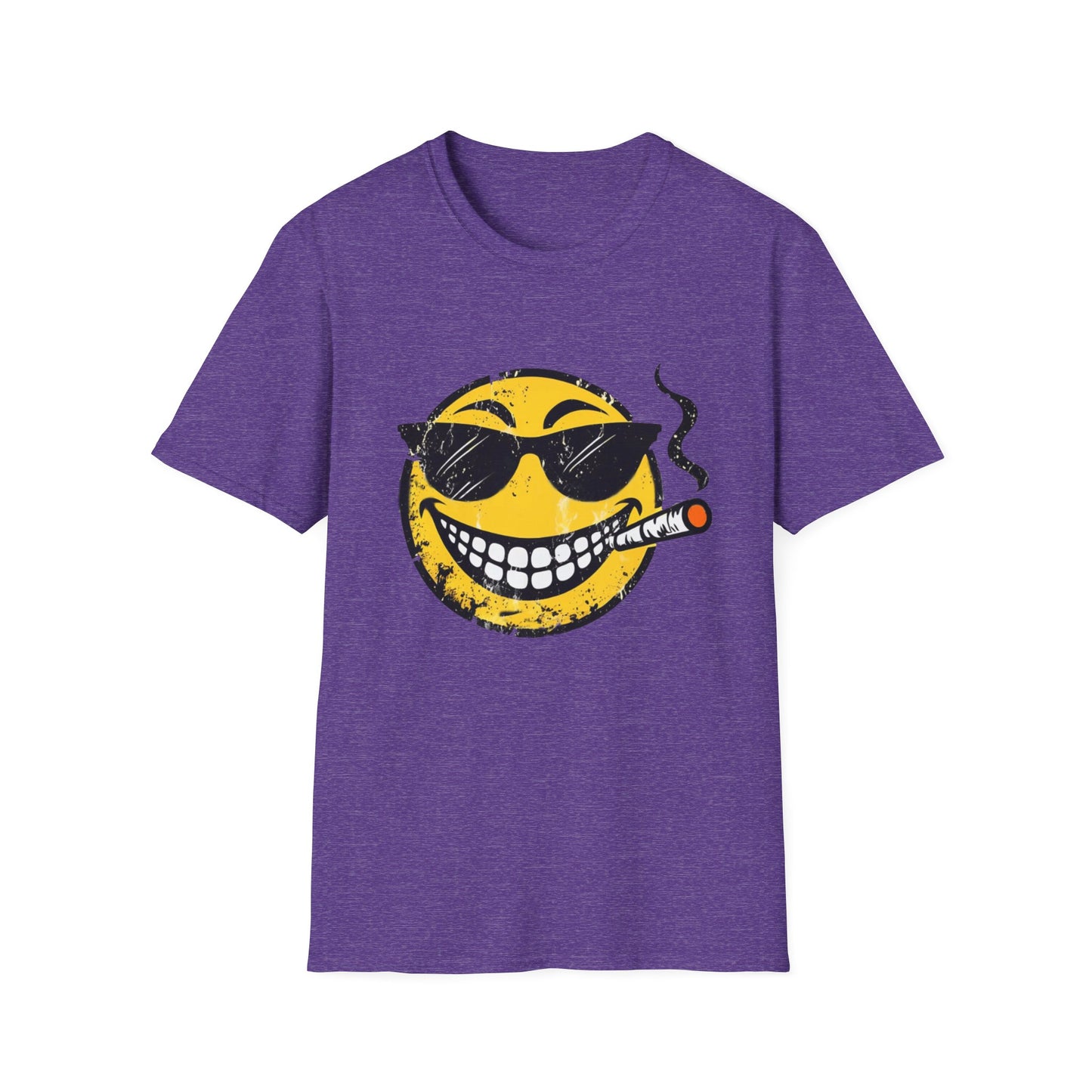 Smokin' Cool Emoji T-Shirt — Retro Grinning Face with Sunglasses & Cigar