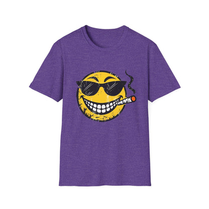 Smokin' Cool Emoji T-Shirt — Retro Grinning Face with Sunglasses & Cigar
