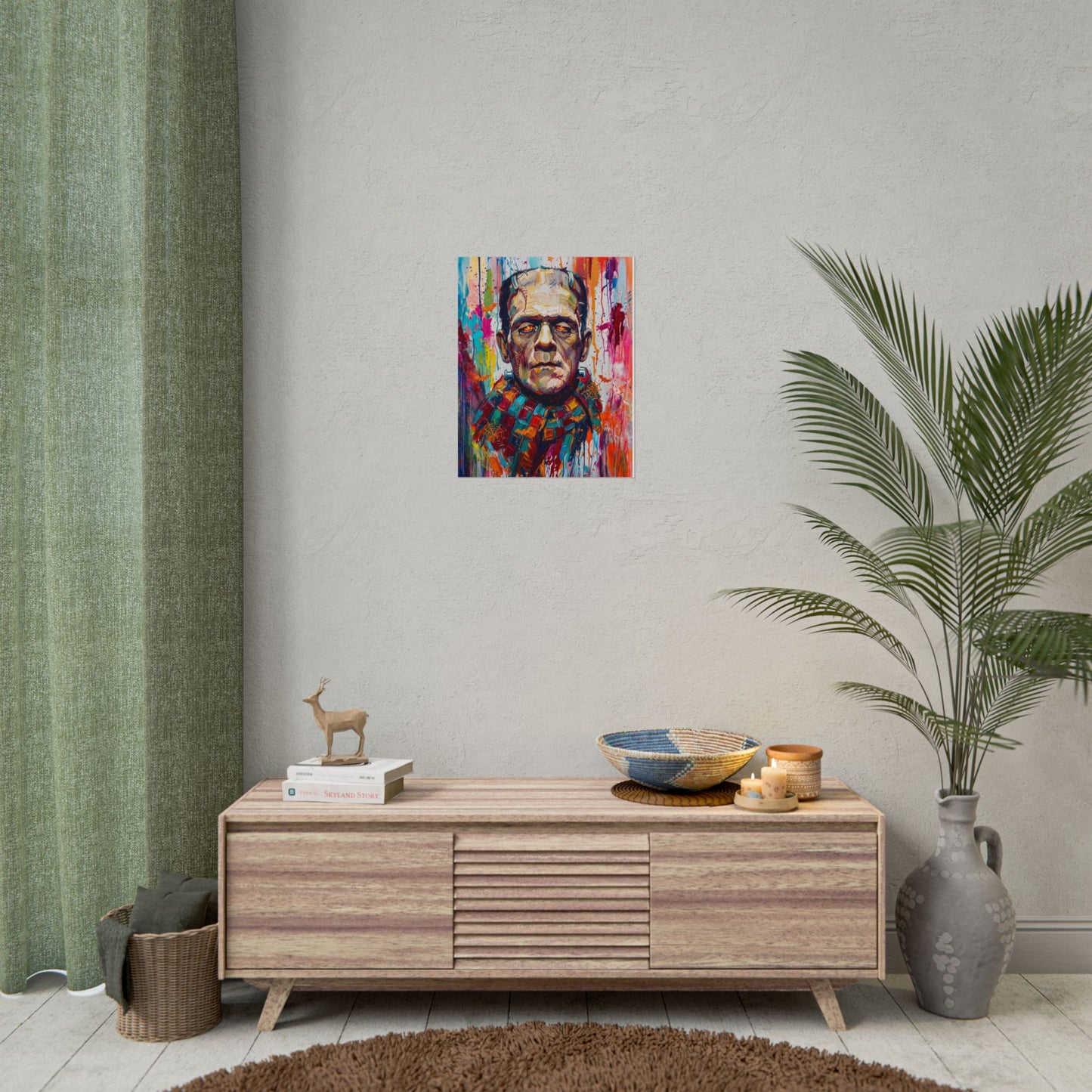 Frankenstein Color Splash Poster — Vibrant Pop Art Horror Wall Print