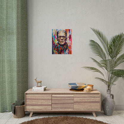 Frankenstein Color Splash Poster — Vibrant Pop Art Horror Wall Print