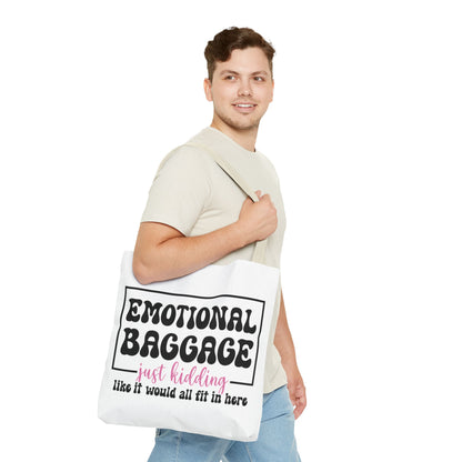 Emotional Baggage Tote Bag — Funny "Emotional Baggage (just kidding)" Reusable Shopper