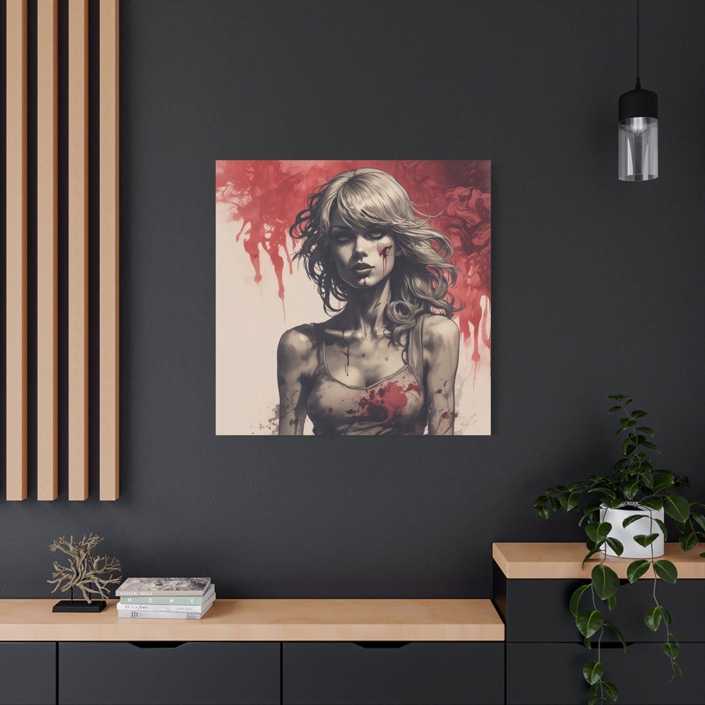 Bloody Swift Matte Canvas Print — Gothic Female Portrait Wall Art, Stretched 1.25"