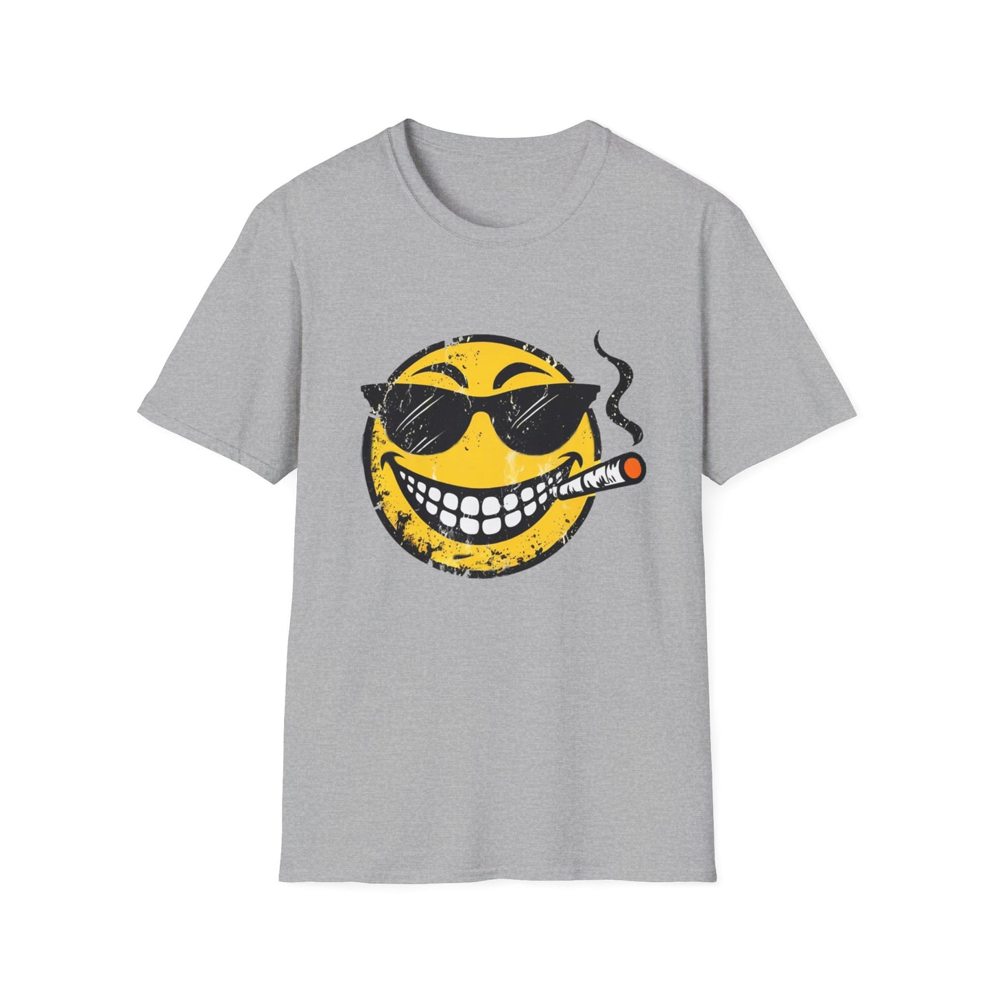 Smokin' Cool Emoji T-Shirt — Retro Grinning Face with Sunglasses & Cigar