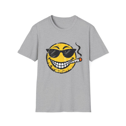 Smokin' Cool Emoji T-Shirt — Retro Grinning Face with Sunglasses & Cigar