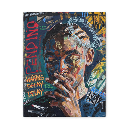 Urban Portrait Matte Canvas Print — 'Waiting Delay' Contemporary Street Art