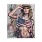 Patriotic Girl American Flag Canvas Print — Matte Stretched Wall Art