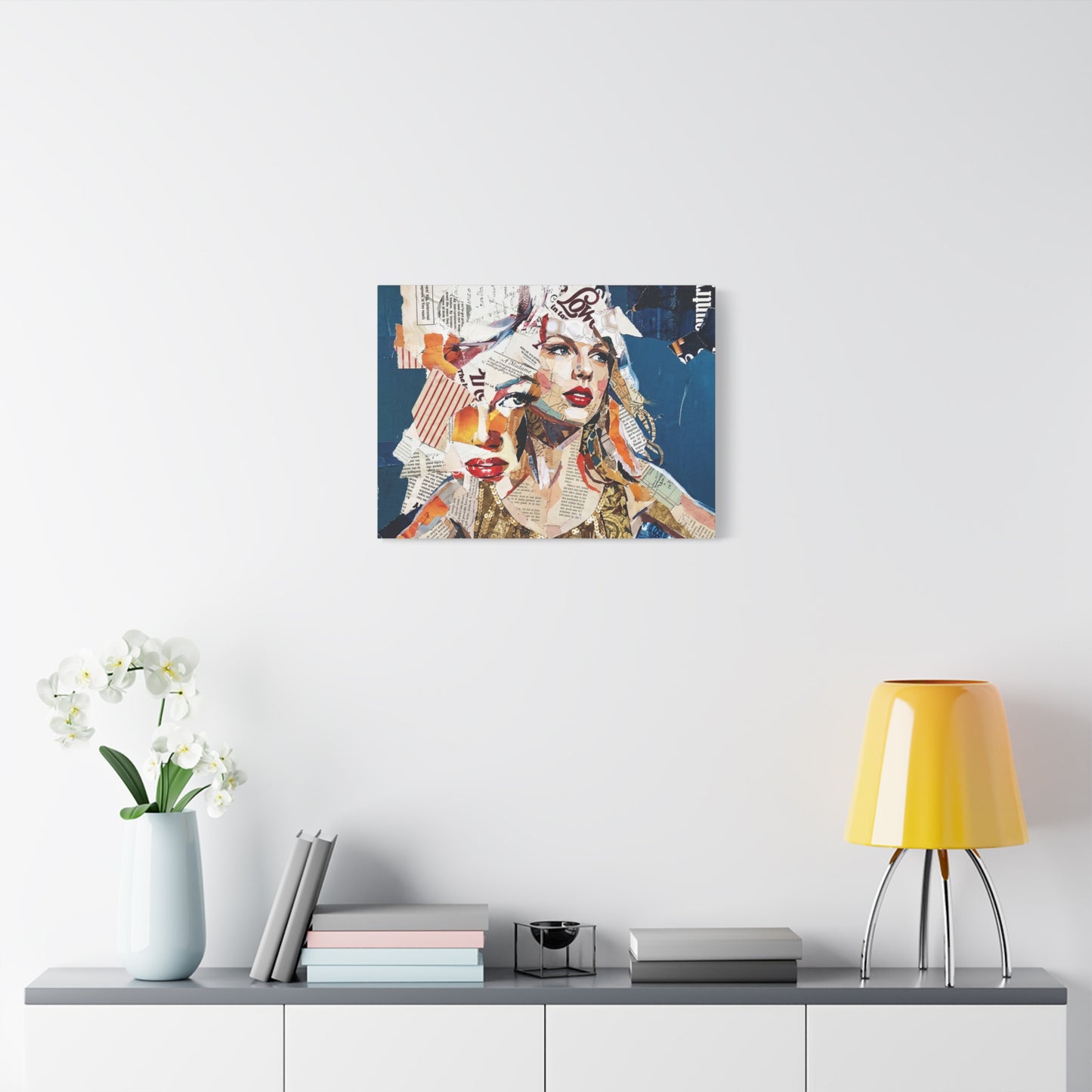 Pop Art Collage Woman Canvas Print — Modern Portrait Wall Art