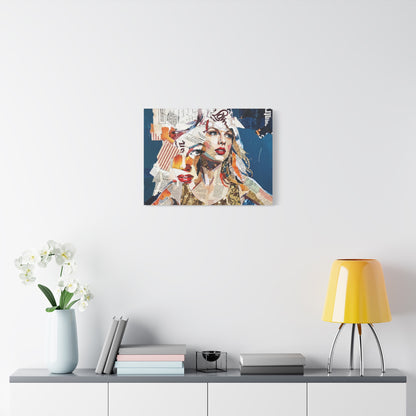 Pop Art Collage Woman Canvas Print — Modern Portrait Wall Art