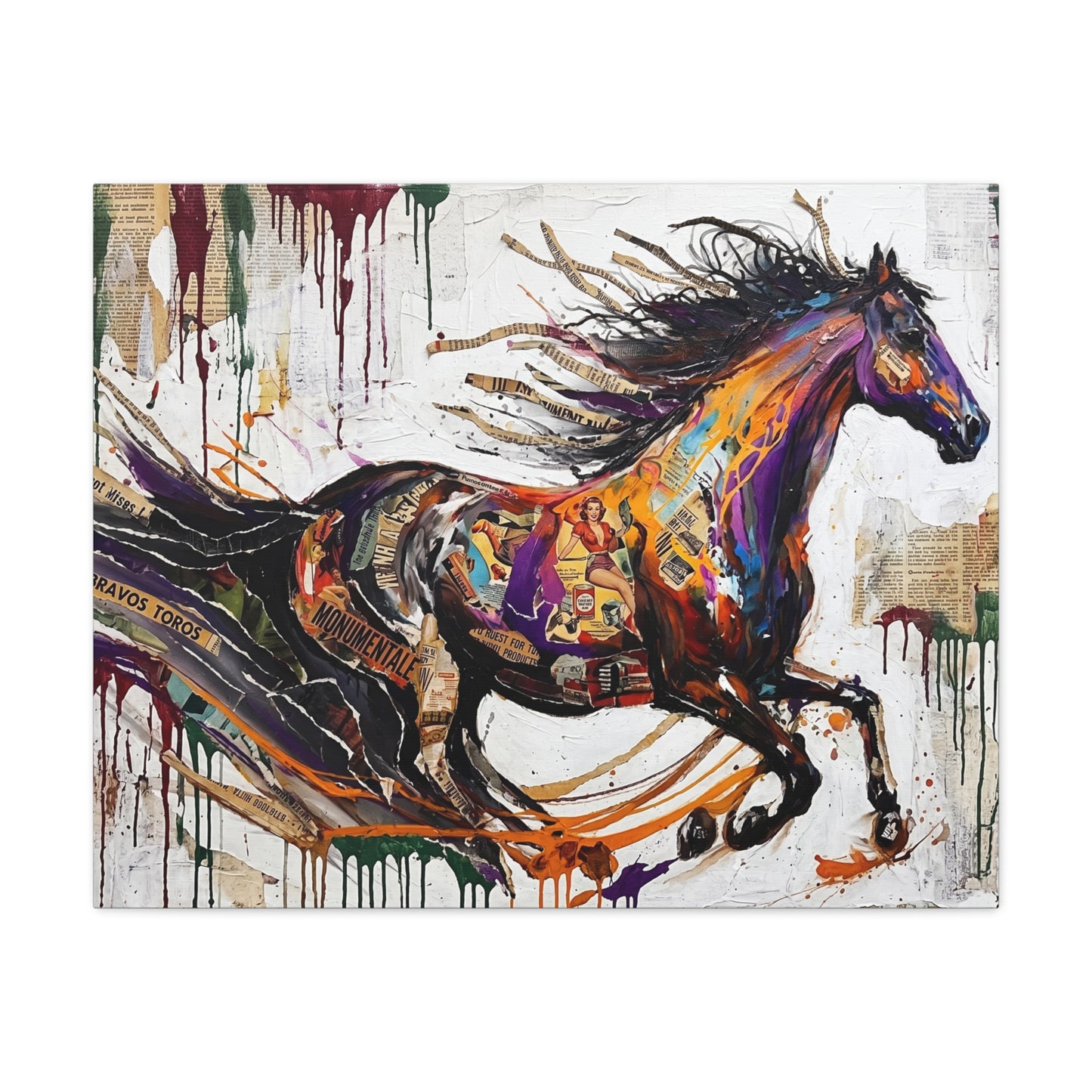 Colorful Galloping Horse Canvas Print — Vibrant Abstract Equestrian Wall Art