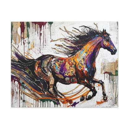 Colorful Galloping Horse Canvas Print — Vibrant Abstract Equestrian Wall Art